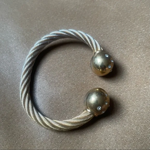 Vintage rhinestone ball cuff rope bracelet - Picture 11 of 13